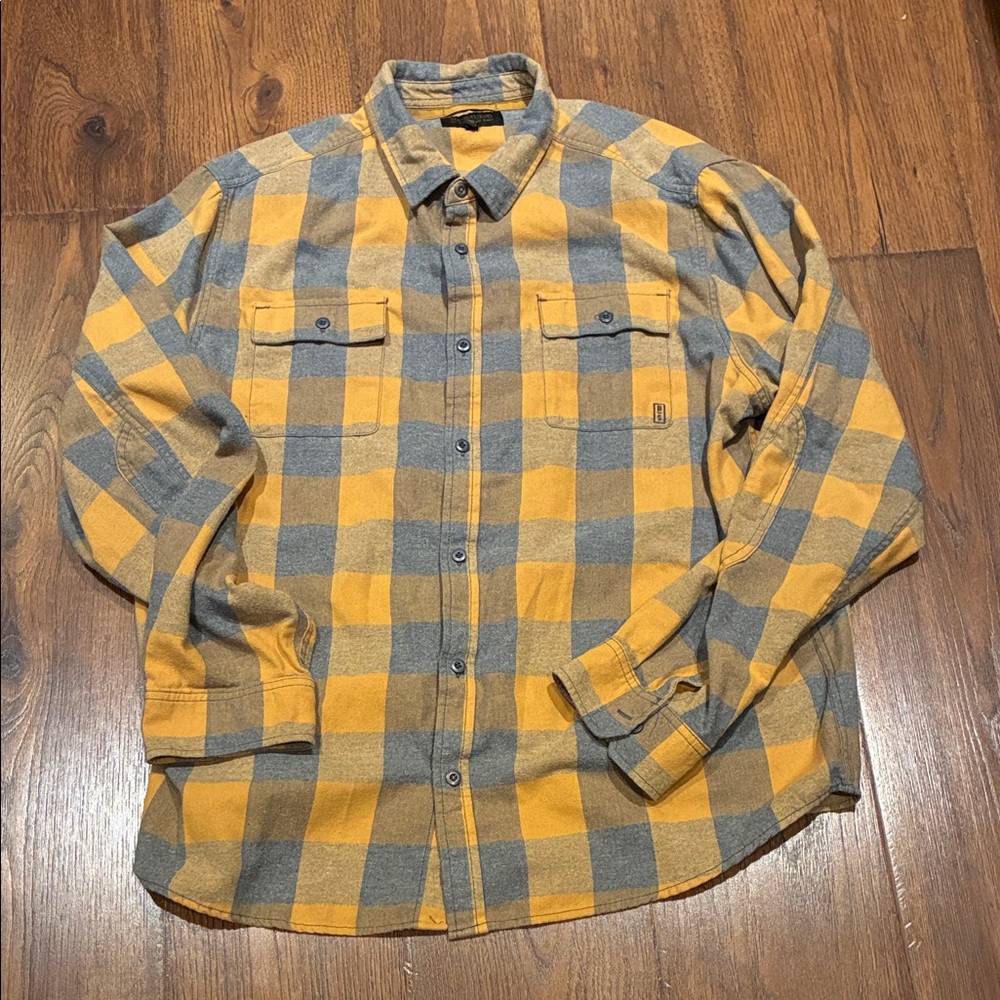 Yellow and Gray Plaid Casual Button Down Shirt